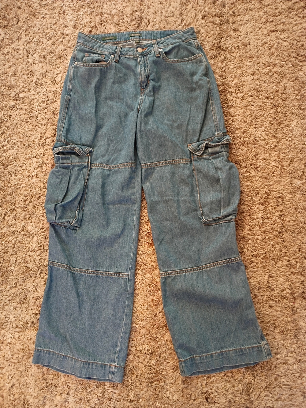 wild fable Blue Mid-Rise Wide-Leg Cargo Denim Jeans Size 6